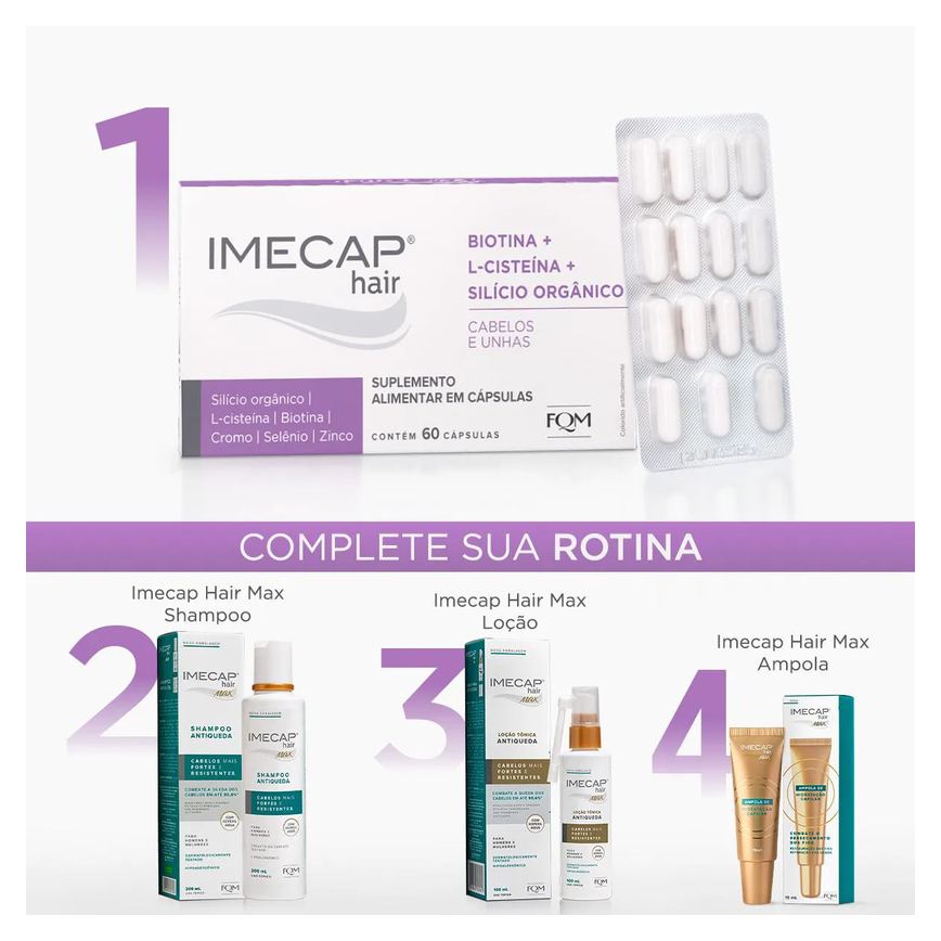Suplemento Alimentar Imecap Hair Silício Orgânico 60 cápsulas