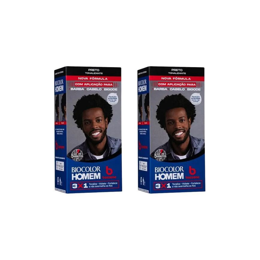 Coloraçao Biocolor Homem Bozzano Preto - Kit C / 2un
