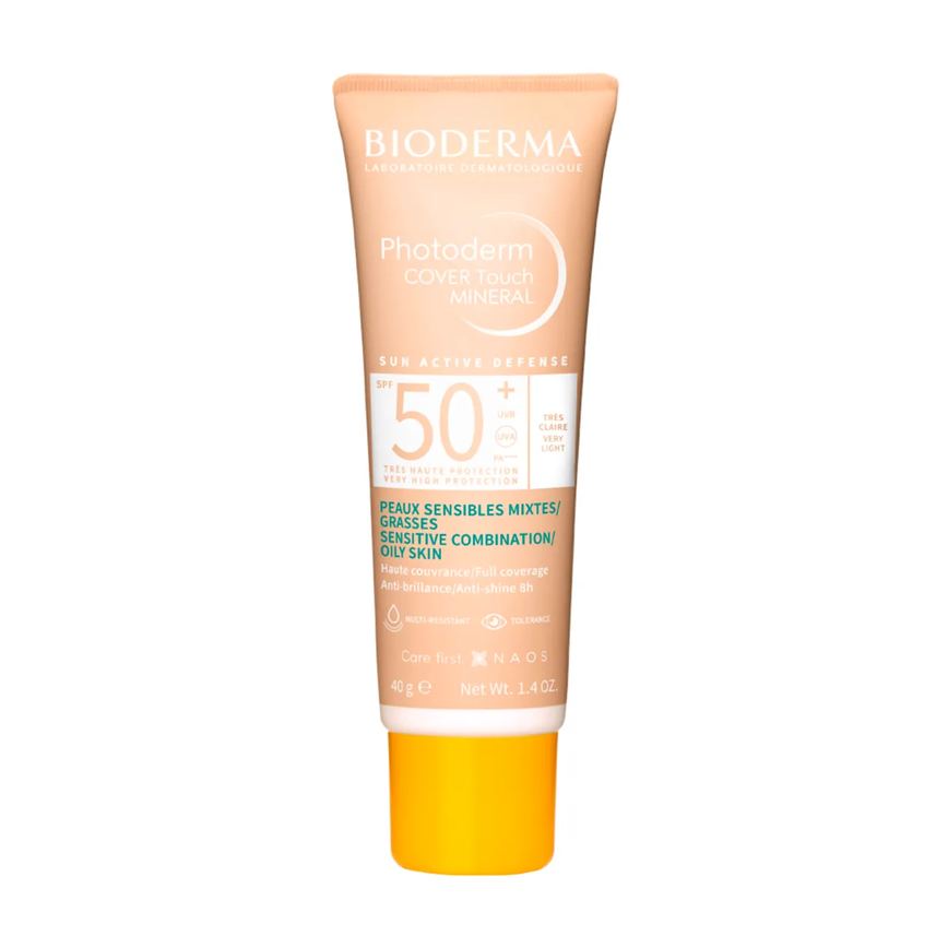 Protetor Solar Facial Bioderma Photoderm Cover Touch Mineral FPS 50+ Muito Claro 40g