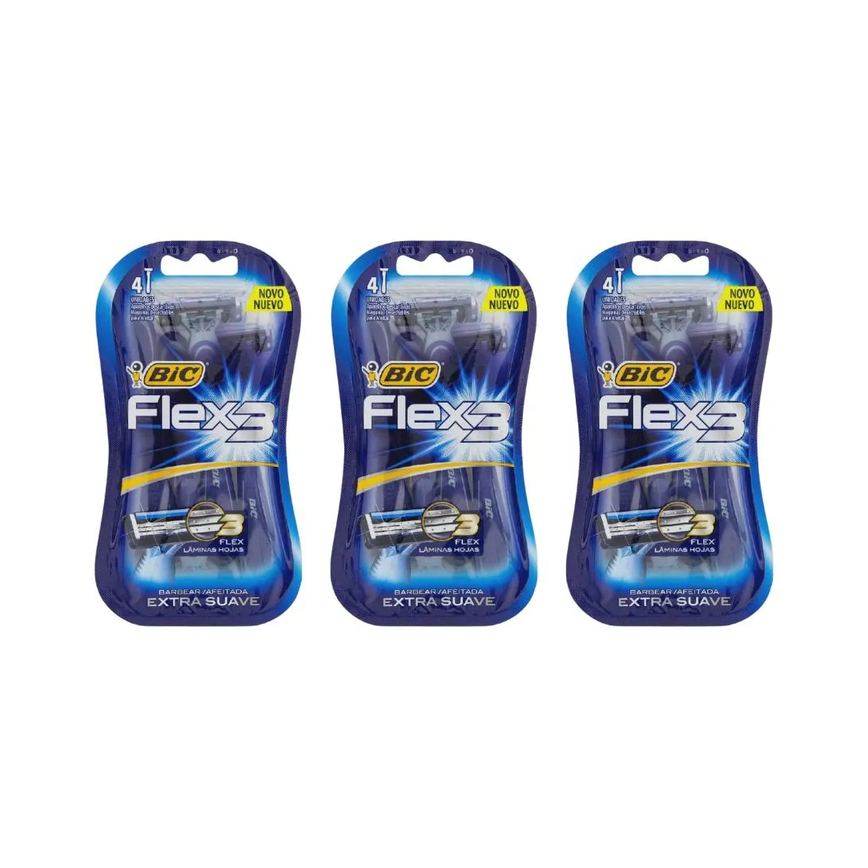 Aparelho de Barbear Bic Flex 3 com 4un - Kit C / 3un