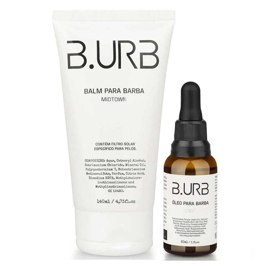 Kit Balm Midtown + Óleo Venice Café e Baunilha Barba Urbana B.urb