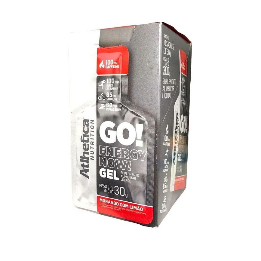 Go Energy Now Gel (Display 10 Unid. 30G) - Sabor: Morango com Limão
