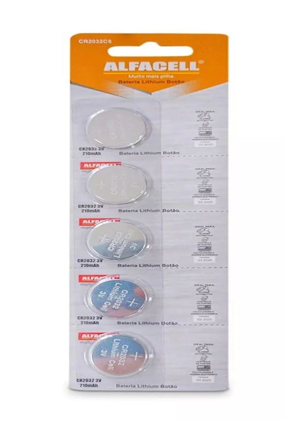 Kit 5- Bateria Cr2032 para Chave Canivete Alarme de Carro