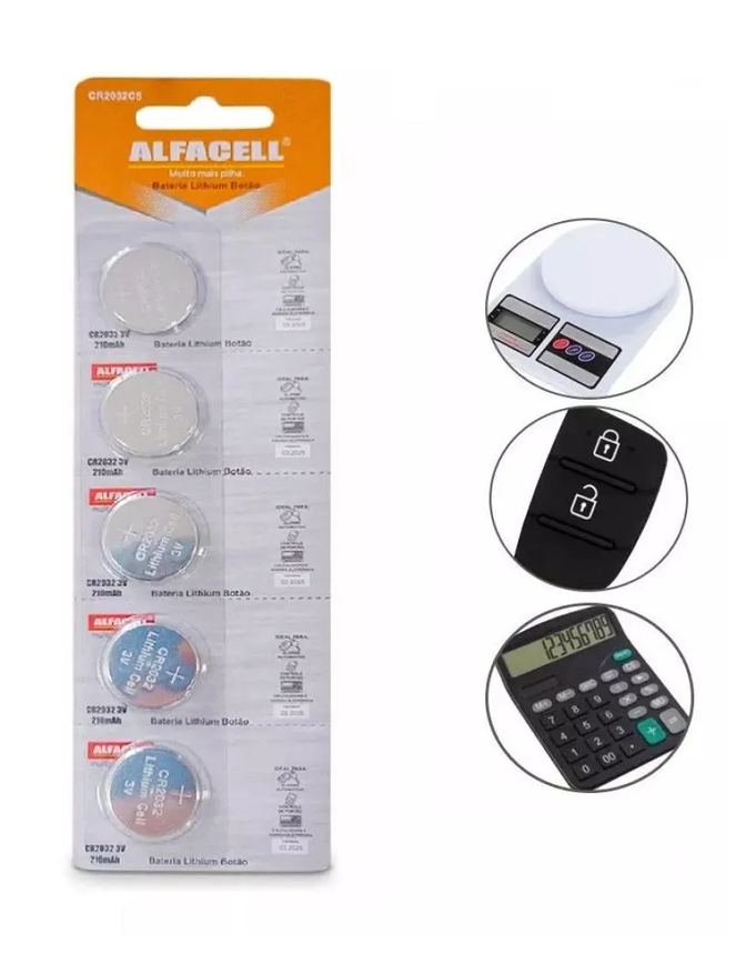 Kit 5- Bateria Cr2032 para Chave Canivete Alarme de Carro
