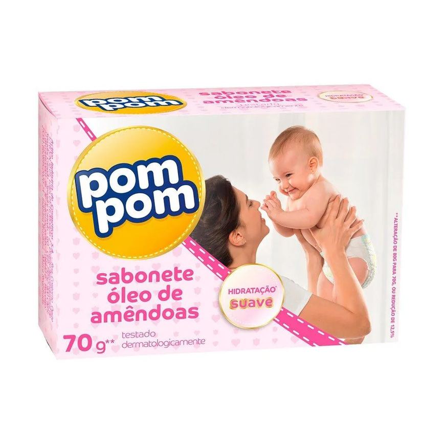 Sabonete Pom-pom Baby Magic Óleo de Amêndoas 70g - Embalagem com 12 unidades