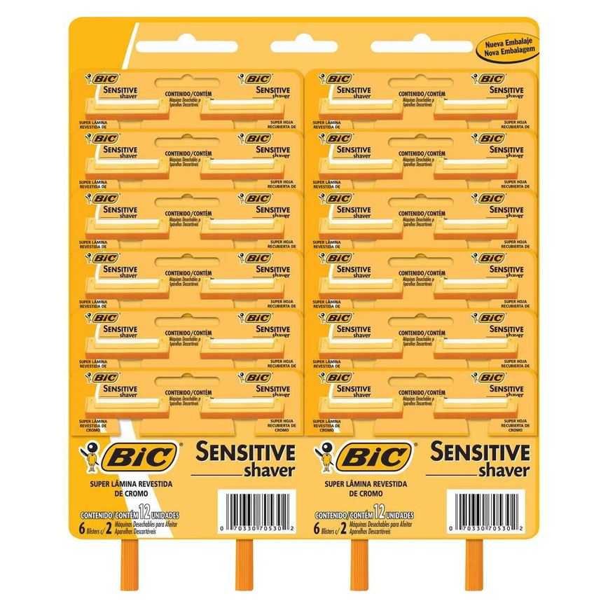 Aparelho Bic Sensitive Shaver 12 Embalagens com 2 unidades