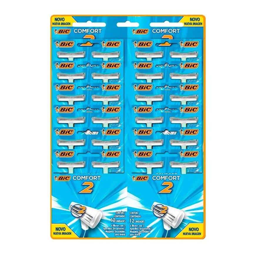 Aparelho Bic Comfort 2 Pele Normal 12 Embalagens com 2 unidades