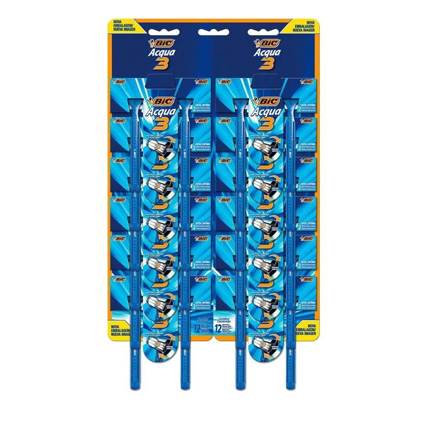 Aparelho Bic Aqua 3 - 12 Embalagens com 2 unidades
