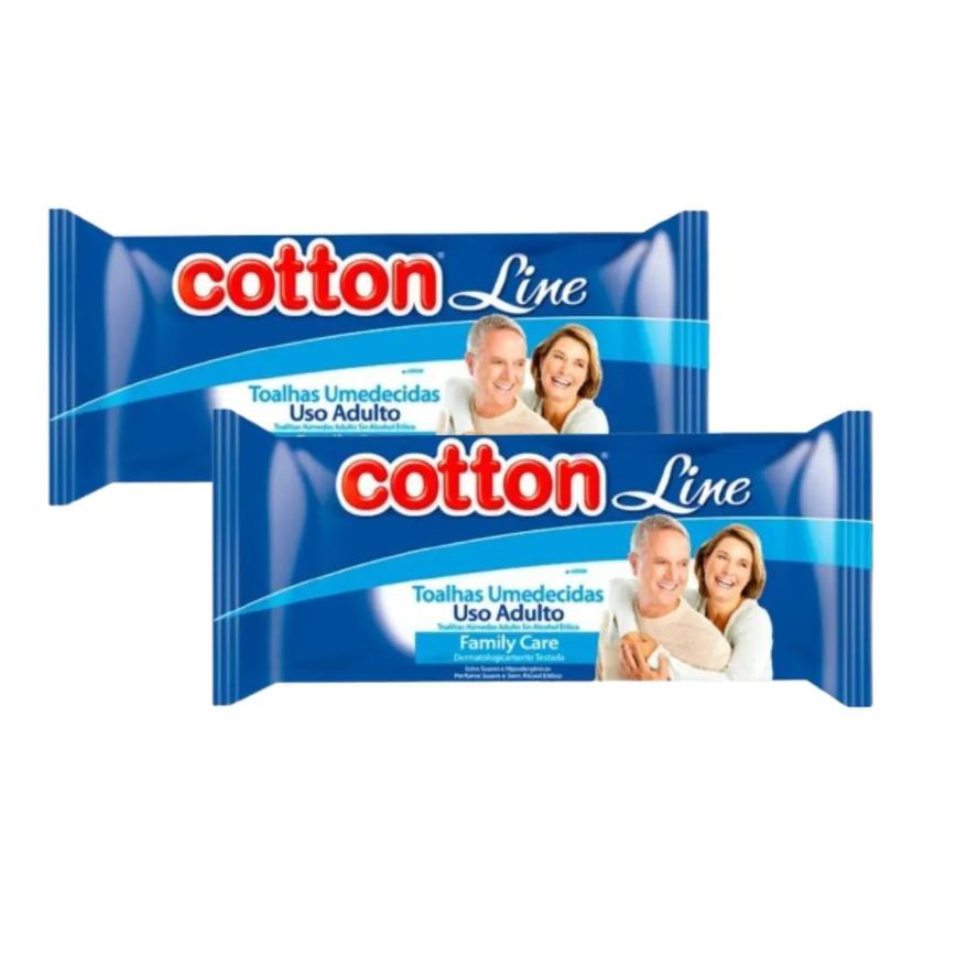 Toalhas Umedecidas Adulto Family Care Maciez e Frescor Cotton Line Kit C/ 3 Pacotes