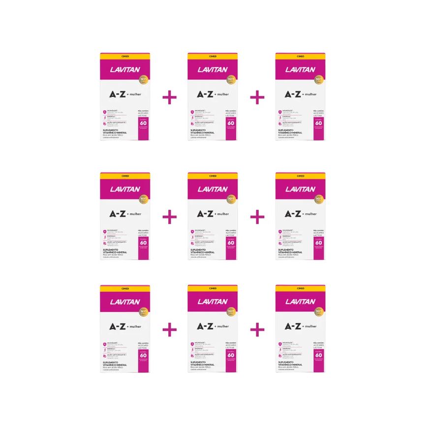 Kit 9 Lavitan A-z Mulher Suplemento com 60 Capsulas - Cimed