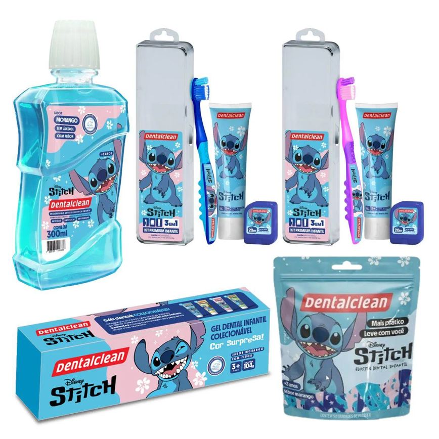 KIT PREMIUM, GEL, ENXAGUANTE E FLOSSER STITCH - DENTALCLEAN