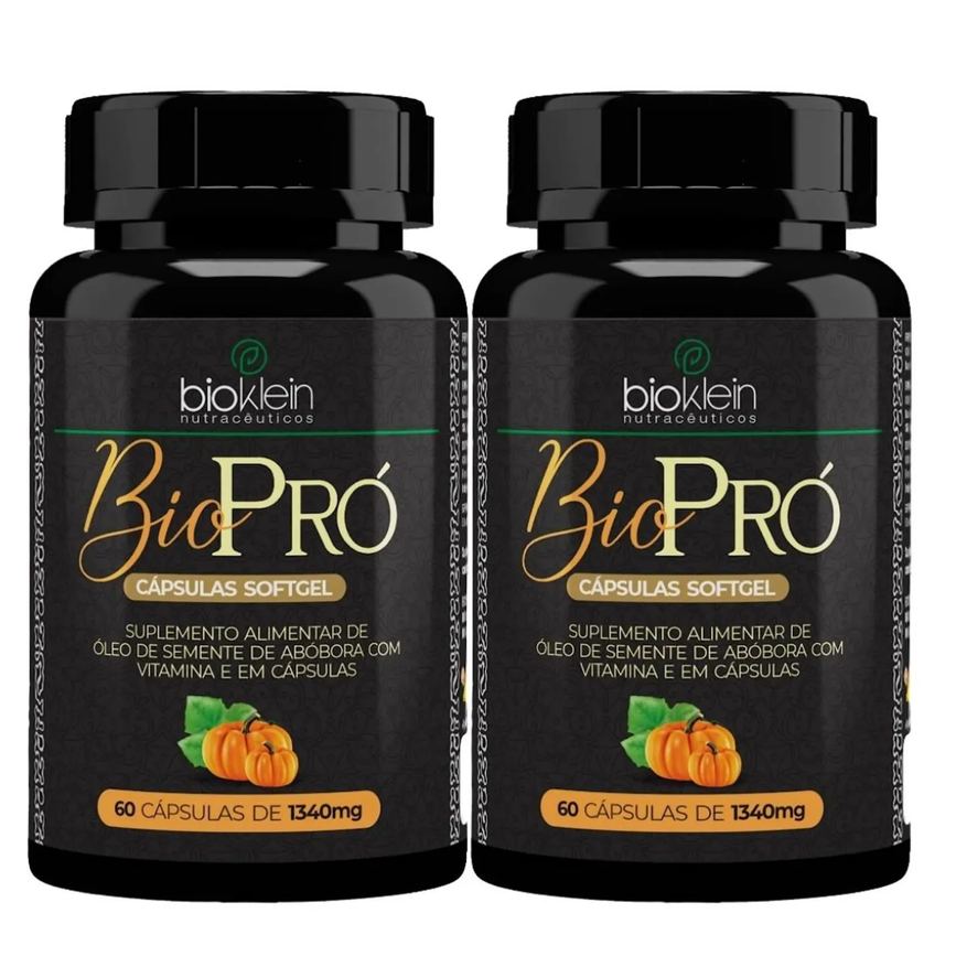 Kit 2x Biopró (óleo de Semente de Abóbora + Vitamina E) 1340mg 60 Softgels - Bioklein