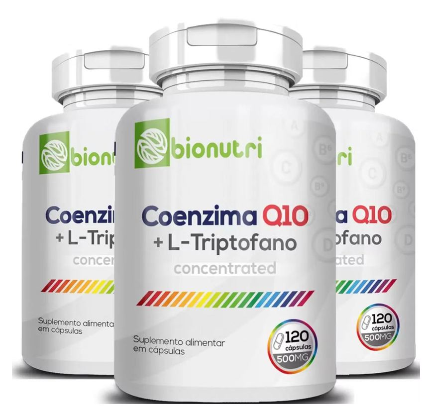 Kit 3x Coenzima Q10 com L - Triptofano 500mg 120 cápsulas Bionutri