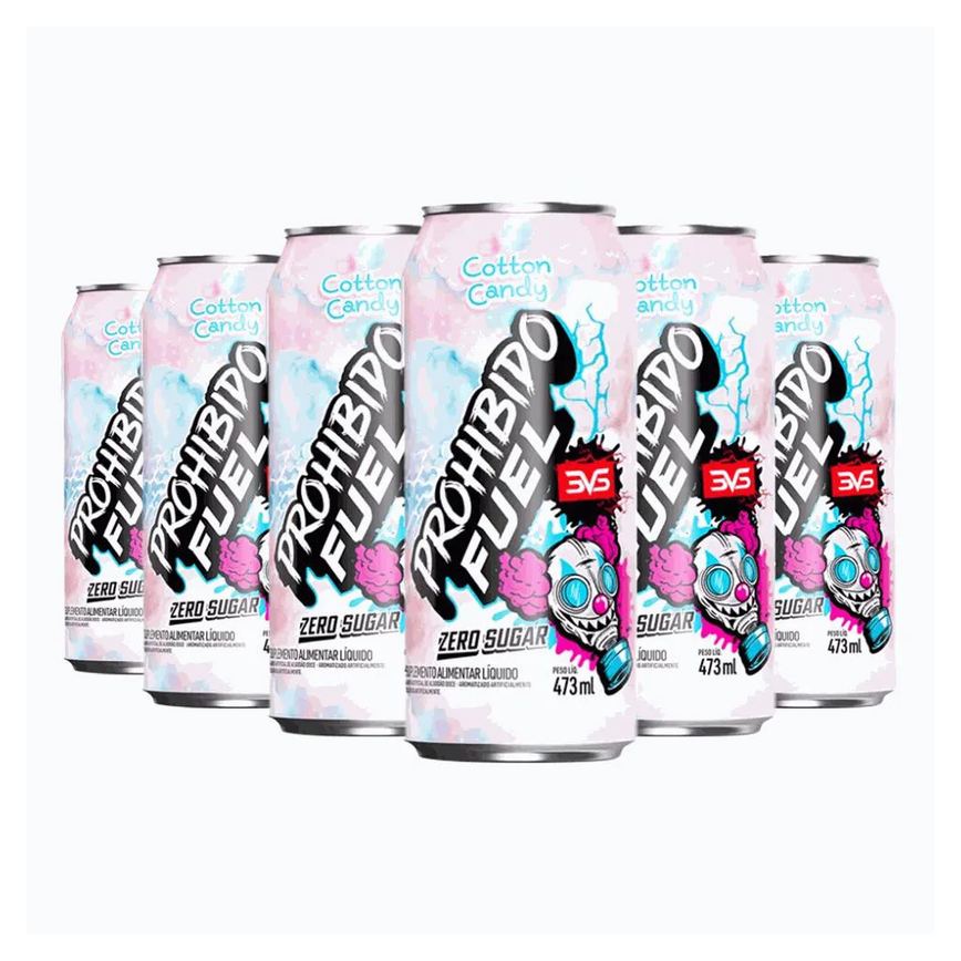 Prohibido Fuel Pré-treino Drink Pack (6 Unid. de 473ml) - Sabor: Cotton Candy