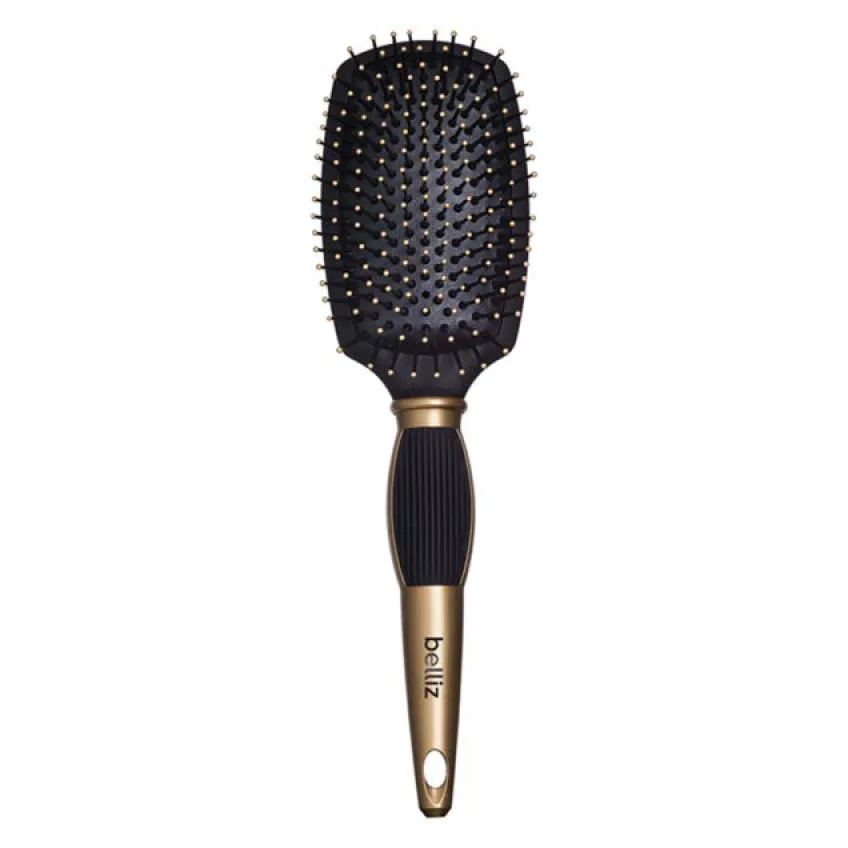 Escova de Cabelo Belliz Black & Gold Racket Média - Belliz