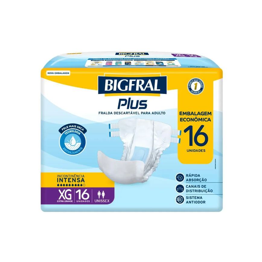 Fralda Bigfral Plus Econômica Xg 16 unidades