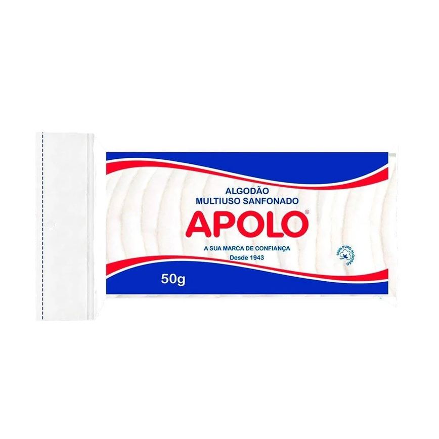Algodão Apolo Sanfonado Hidrófilo 50g Embalagem com 20 unidades