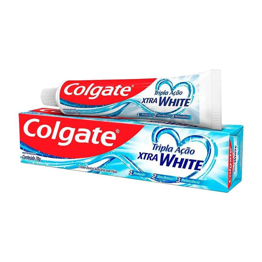Creme Dental Colgate Tripla Ação Xtra White 70g 12 unidades