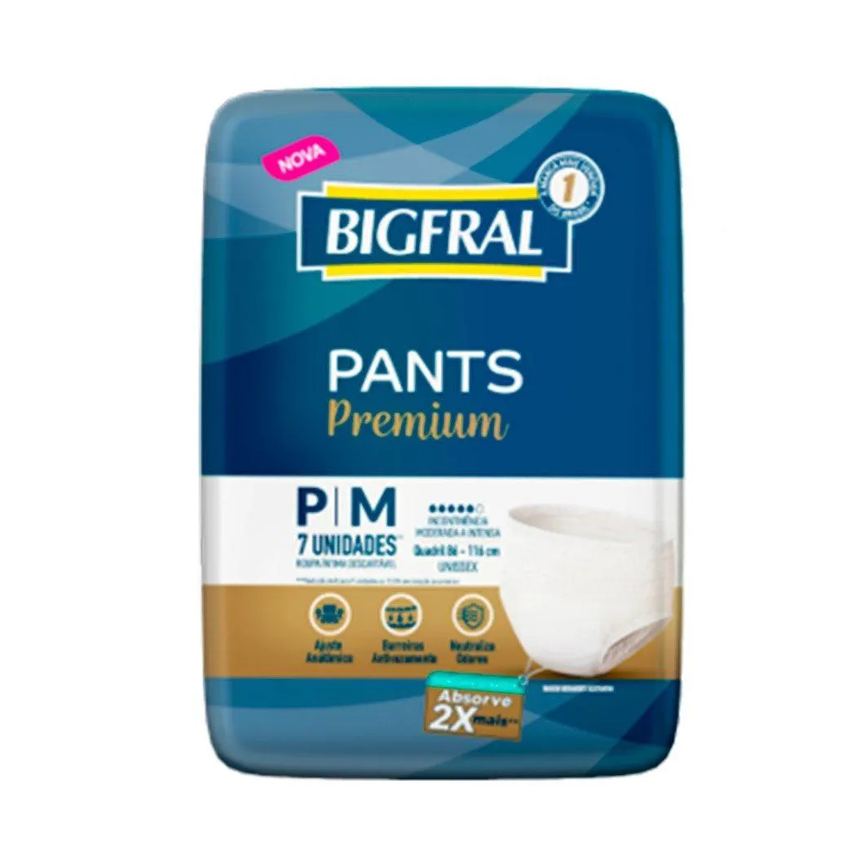 Roupa Íntima Bigfral Pants Premium Tamanho P/m - 8 Pacotes com 7 Fraldas - Total 56 Tiras