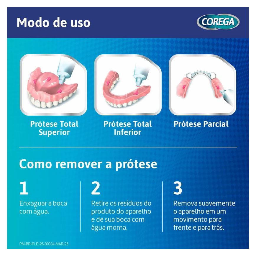 Kit Creme Fixador de Dentadura Ultra Corega Tripla Ação Sem Sabor 70g + 20g