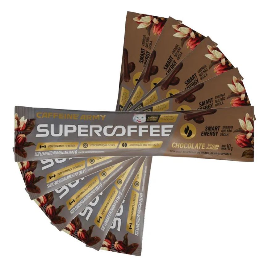 Kit 5 Saches 10g Lingua de Gato - Super Coffee Sabor Chocolate