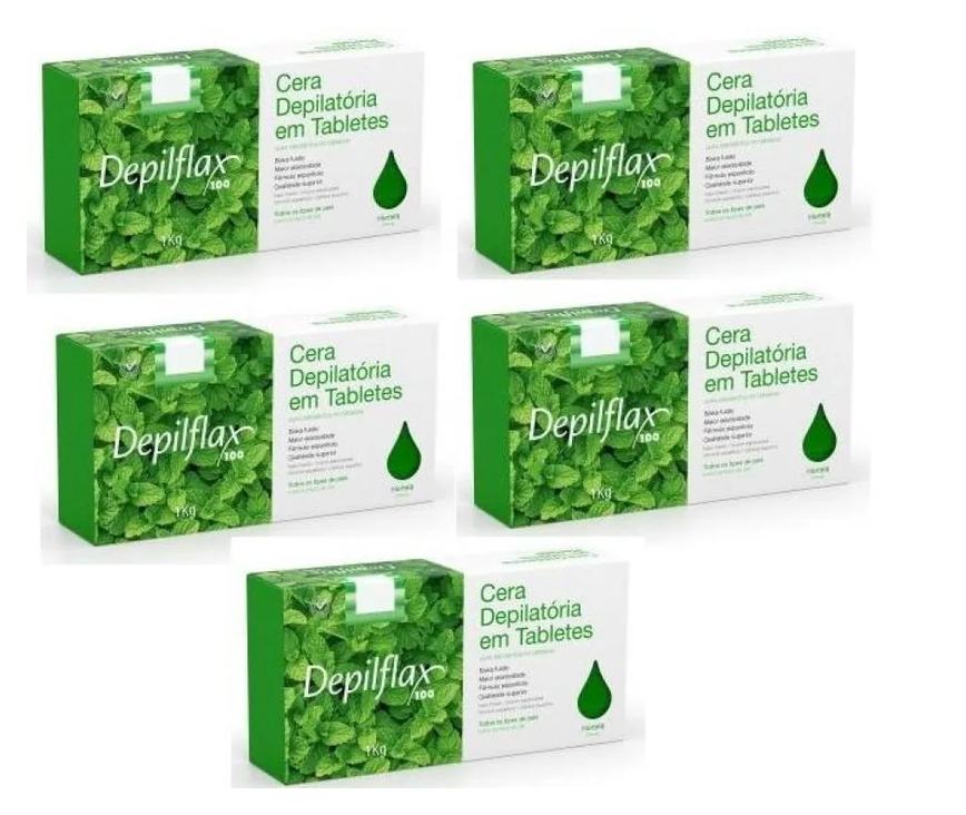 Kit 5 Ceras Depilatoria Quente Hortela 1kg Depiflax