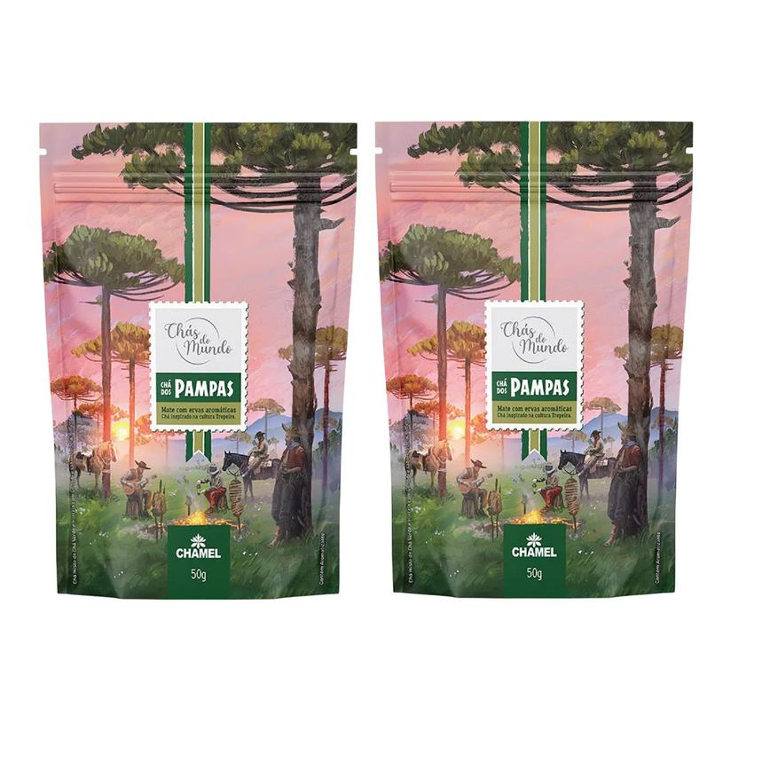 Kit 02 Chás do Mundo Pouch Chá Pampas 50g - Chamel