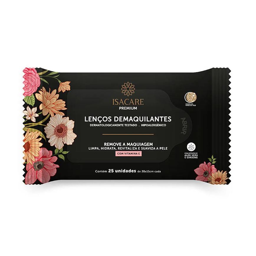 Lenços Demaquilantes Isacare Premium 20 unidades