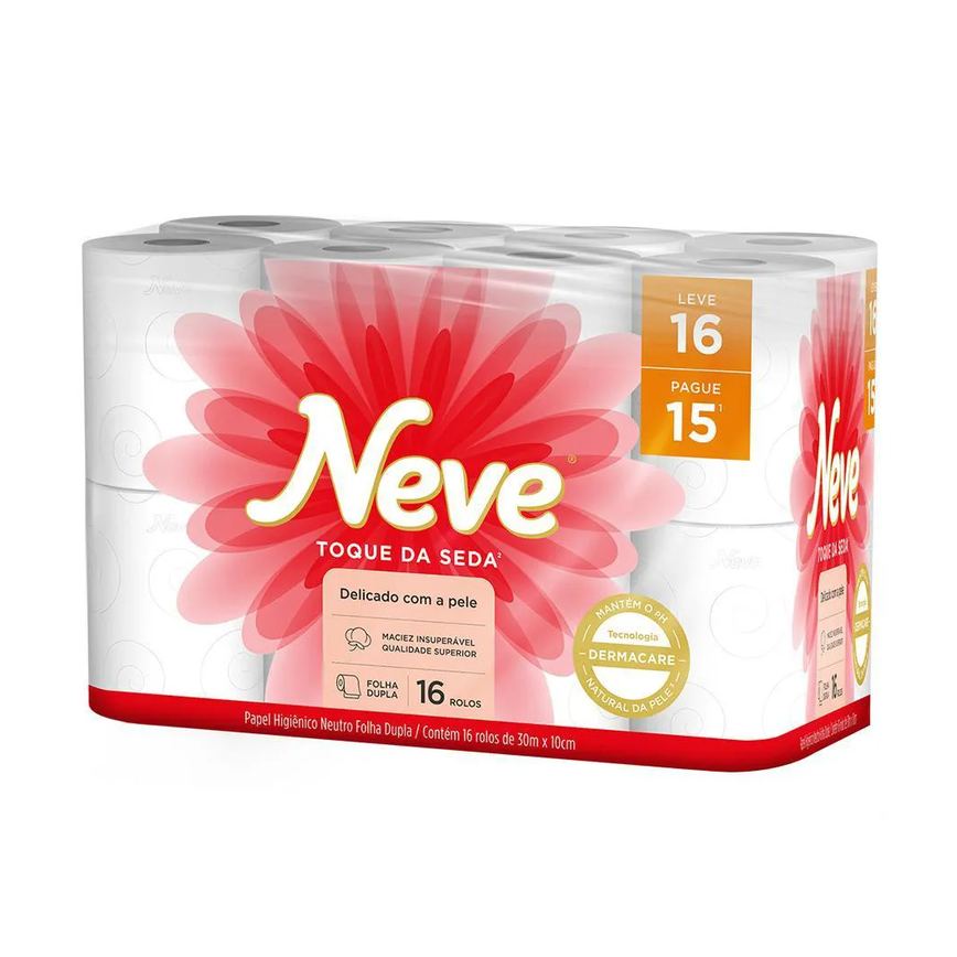Papel Higiênico Neve Toque de Seda Folha Dupla Leve 16 Pague 15