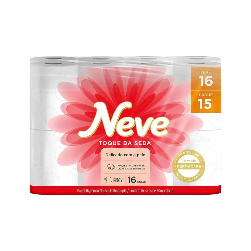 Papel Higiênico Neve Toque de Seda Folha Dupla Leve 16 Pague 15