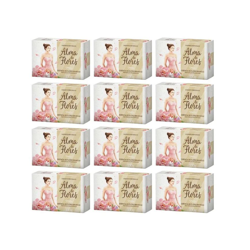 Sabonete Alma de Flores 130G Flores Brancas - Kit com 12 unidades
