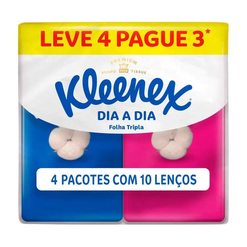 Lenço de Papel de Bolso Kleenex Dia a Dia Leve 4 Pague 3