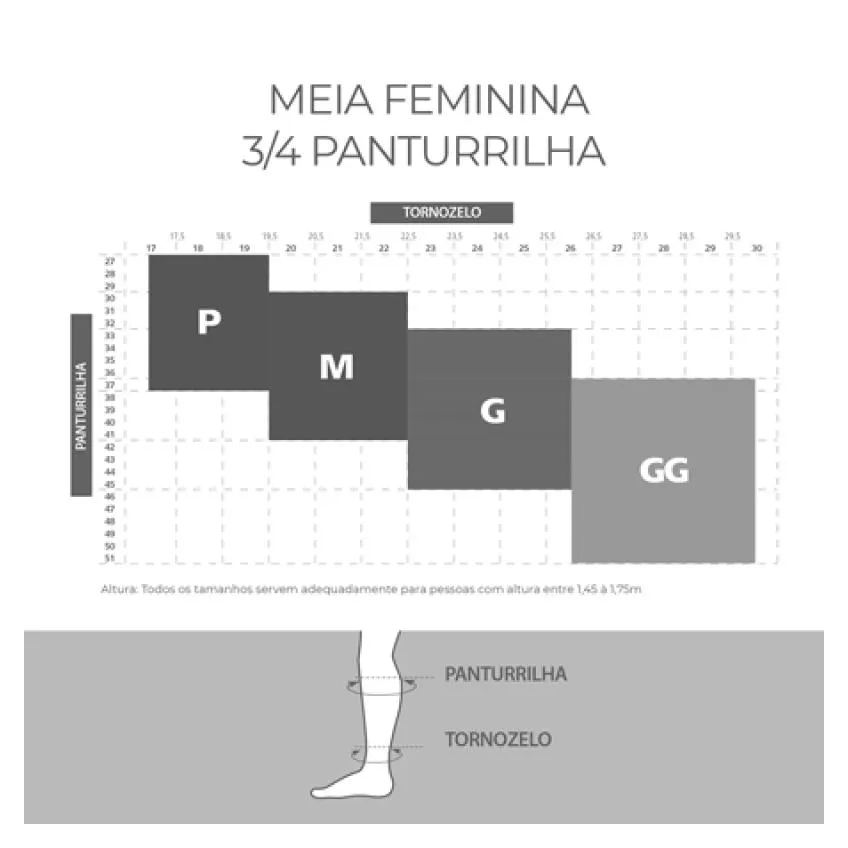 Meia ¾ Panturrilha Attiva Alta Compressao 20-30 Fem Aberta Natural Tamanho M Cor Natural