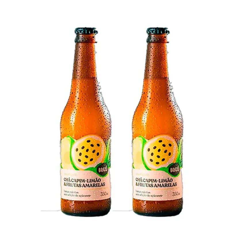 Kit 2x: Chá de Capim Limão com Frutas Amarelas Gaseificado Brazô 350ml