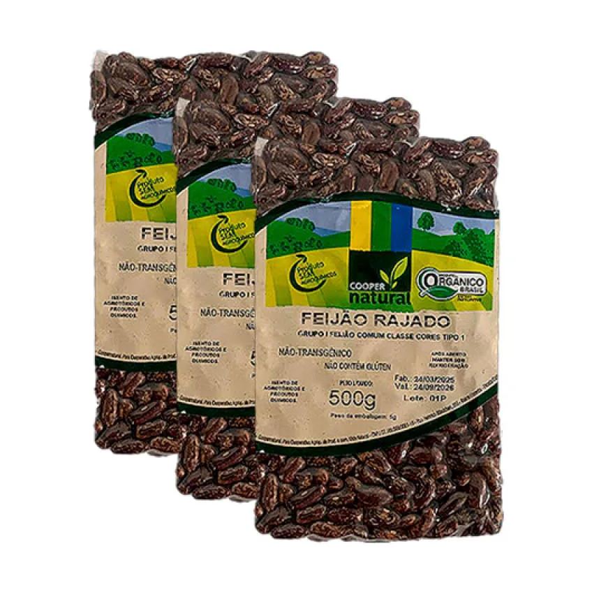 Kit 3x: Feijão Rajado Orgânico Coopernatural 500g