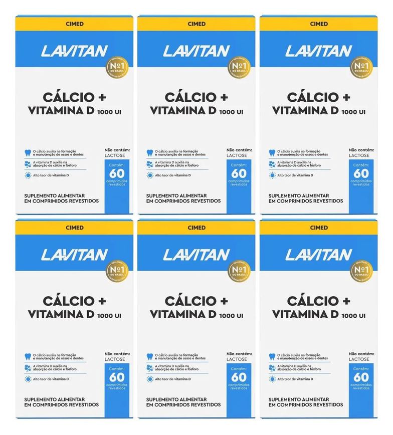 Kit 6 Lavitan Cálcio + Vitamina D 1.000 UI com 60cpr - Cimed