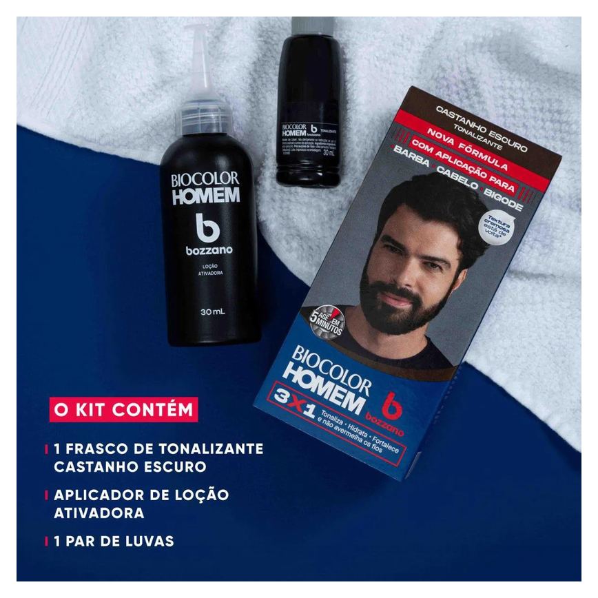 Tonalizante de Cabelo Biocolor Homem Bozzano - Castanho Escuro