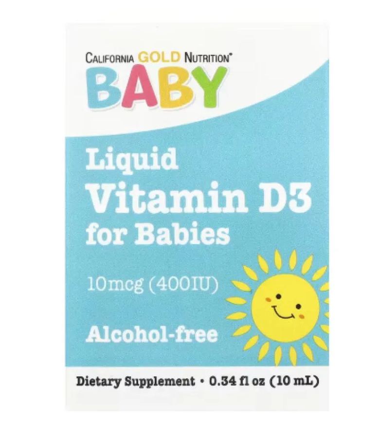 Vitamina D3 em Gotas para Bebês, 10 Mcg (400 Ui) 10 Ml - California Gold Nutrition