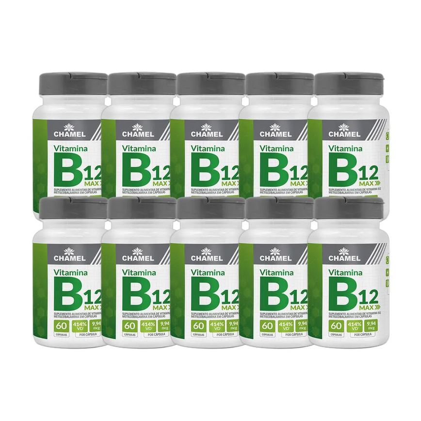 Kit 10X Max Vitamina B12 Metilcobalamina 60 Cps - Chamel