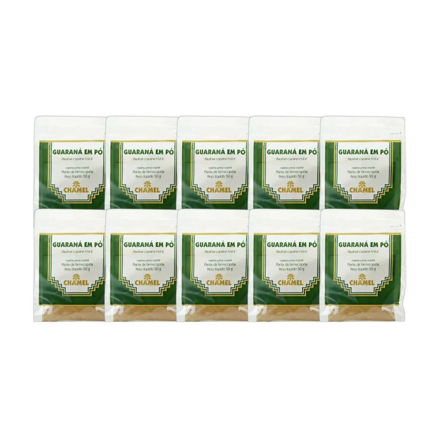 Kit 10X Pacote De Guarana Em Pó 50G - Chamel