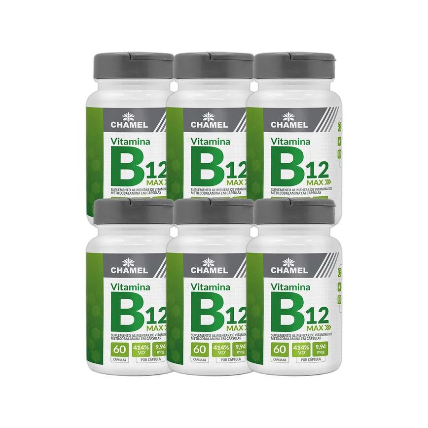 Kit 6X Max Vitamina B12 Metilcobalamina 60 Cps - Chamel