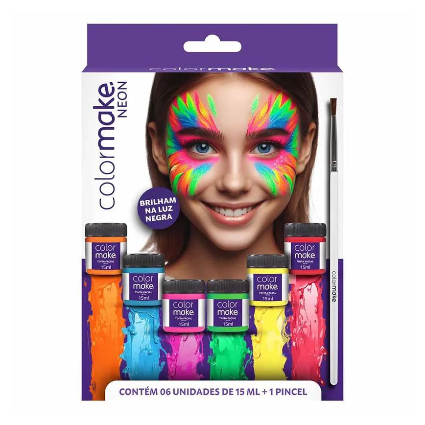 Kit Colormake Cartela de Maquiagem - 6 Cores + 1 Pincel