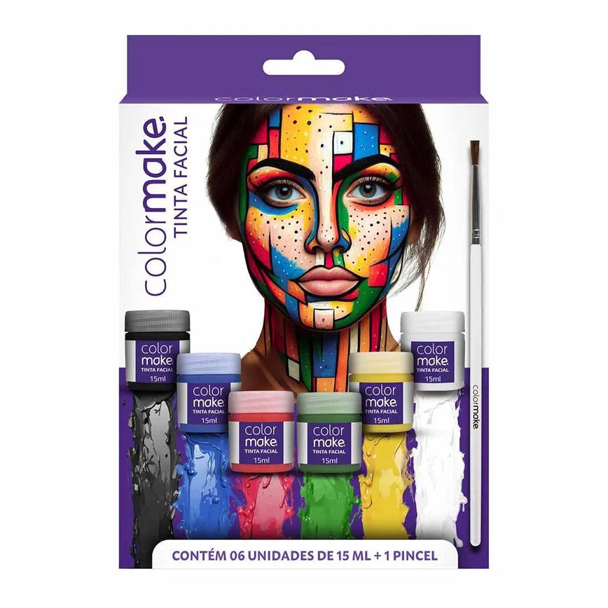 Kit Colormake Cartela de Maquiagem - 6 Cores + Pincel