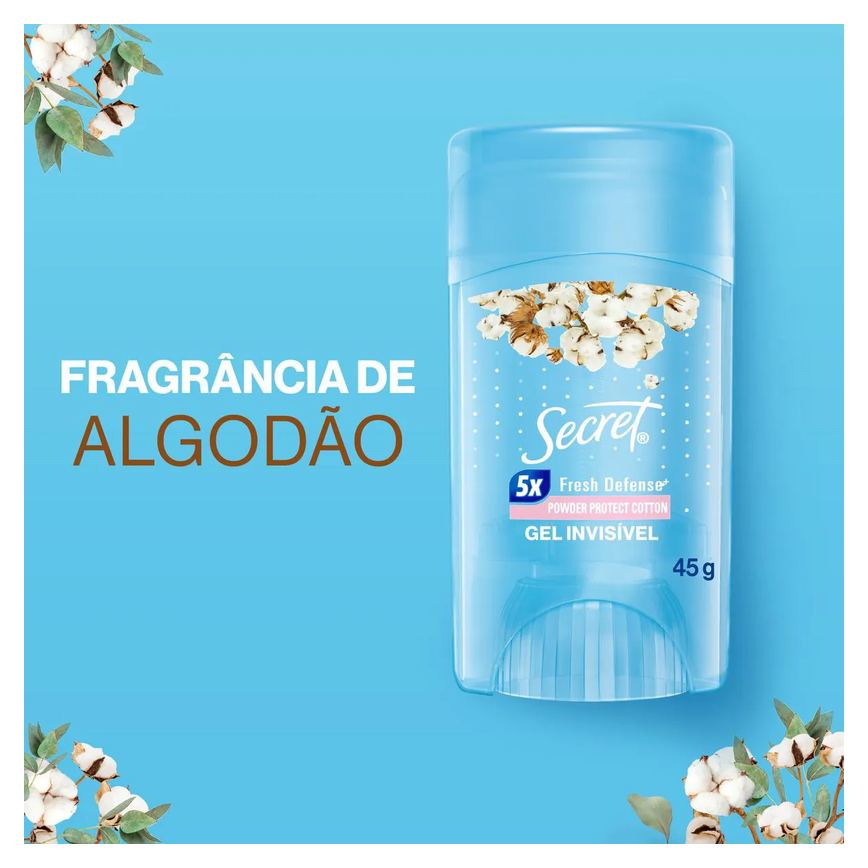 Desodorante Antitranspirante Secret Powder Protect Cotton Gel 48h Feminino 45g