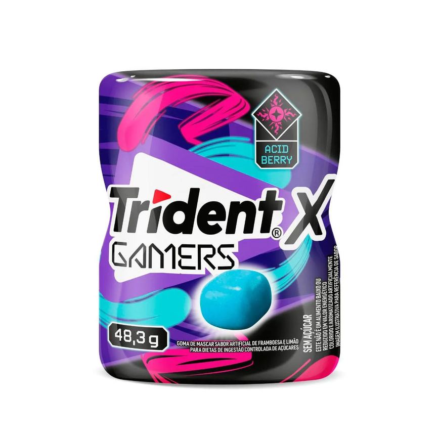 Goma de Mascar Trident X Gamers Acid Berry Sem Açúcar 48,3g