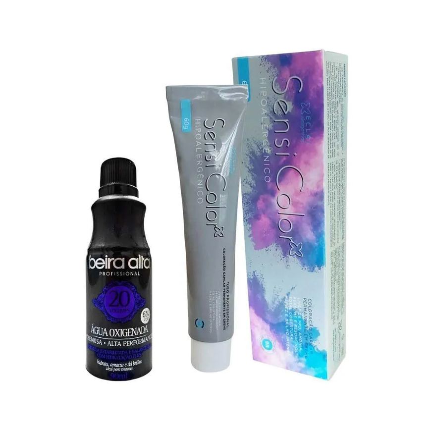 Tintura Hipoalergênica Alergoshop Cor 8.1 Louro Claro Acinzentado 60G + Água Oxigenada Vol. 20