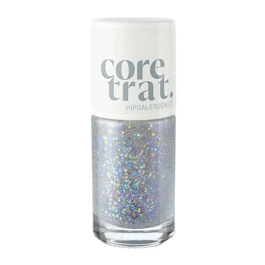 Esmalte Efeito Gel Coretrat Glitter Luz das Estrelas Blant Transparente