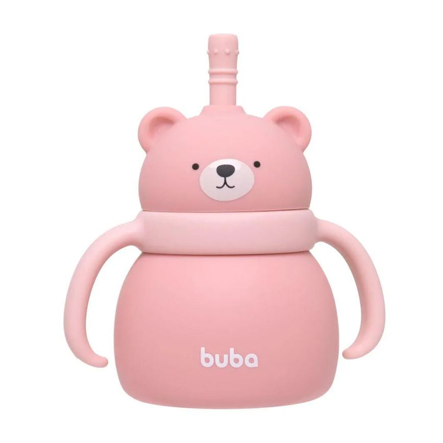 Copo de Treinamento Silicone Ursinho 200Ml Rosa Buba