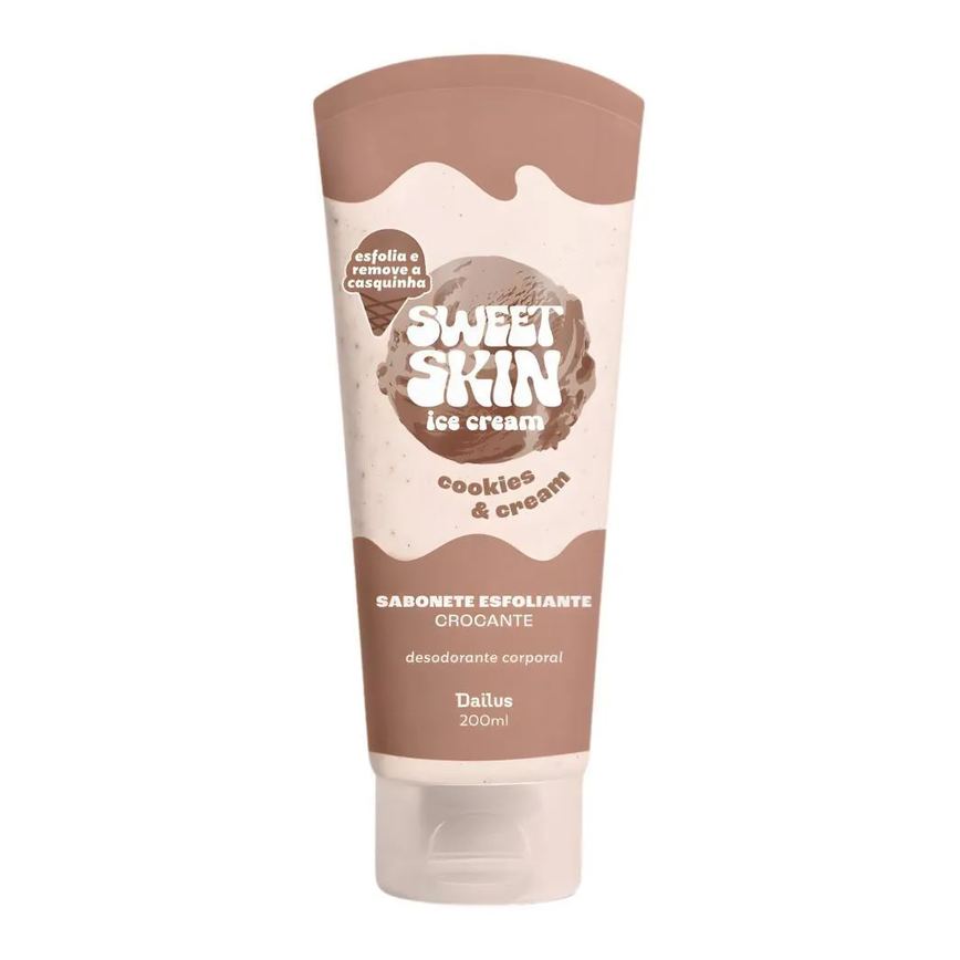 Sabonete Esfoliante Crocante Corporal Dailus Sweet Skin Ice Cream Cookies e Cream 200Ml