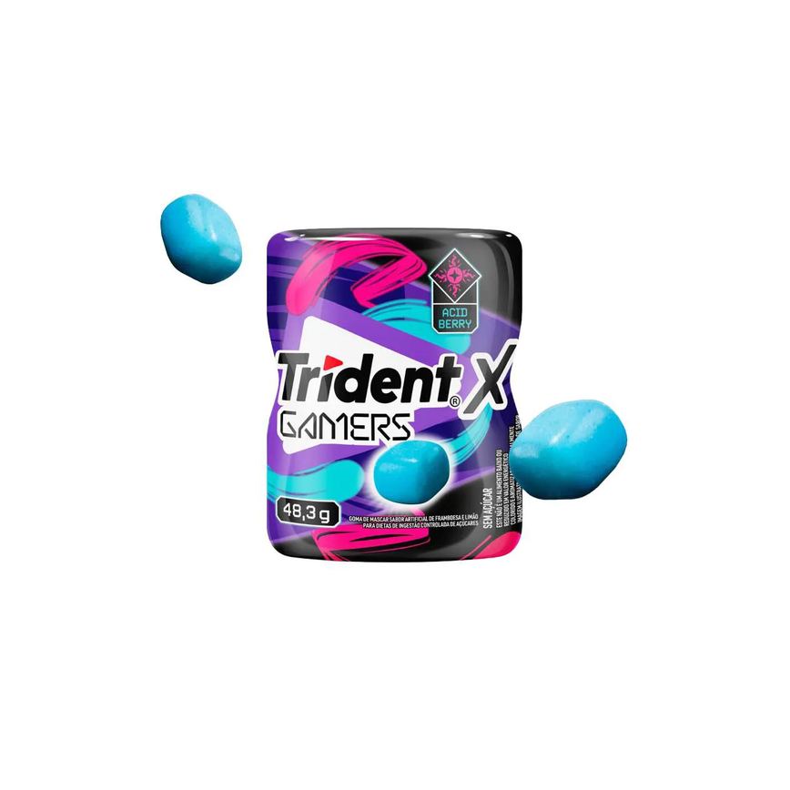 Goma de Mascar Trident X Gamers Acid Berry Sem Açúcar 48,3g